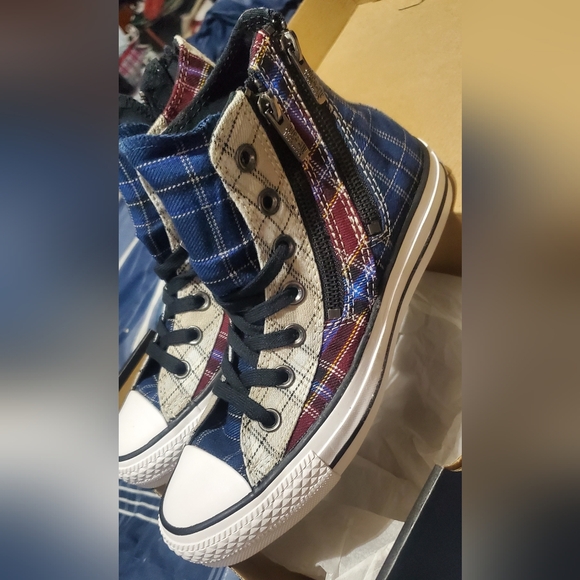 Converse Chuck Taylor All Star Dual Zip Hi Plaid, New In Box! W5.5/Youth 4 & 4.5 - Picture 6 of 12